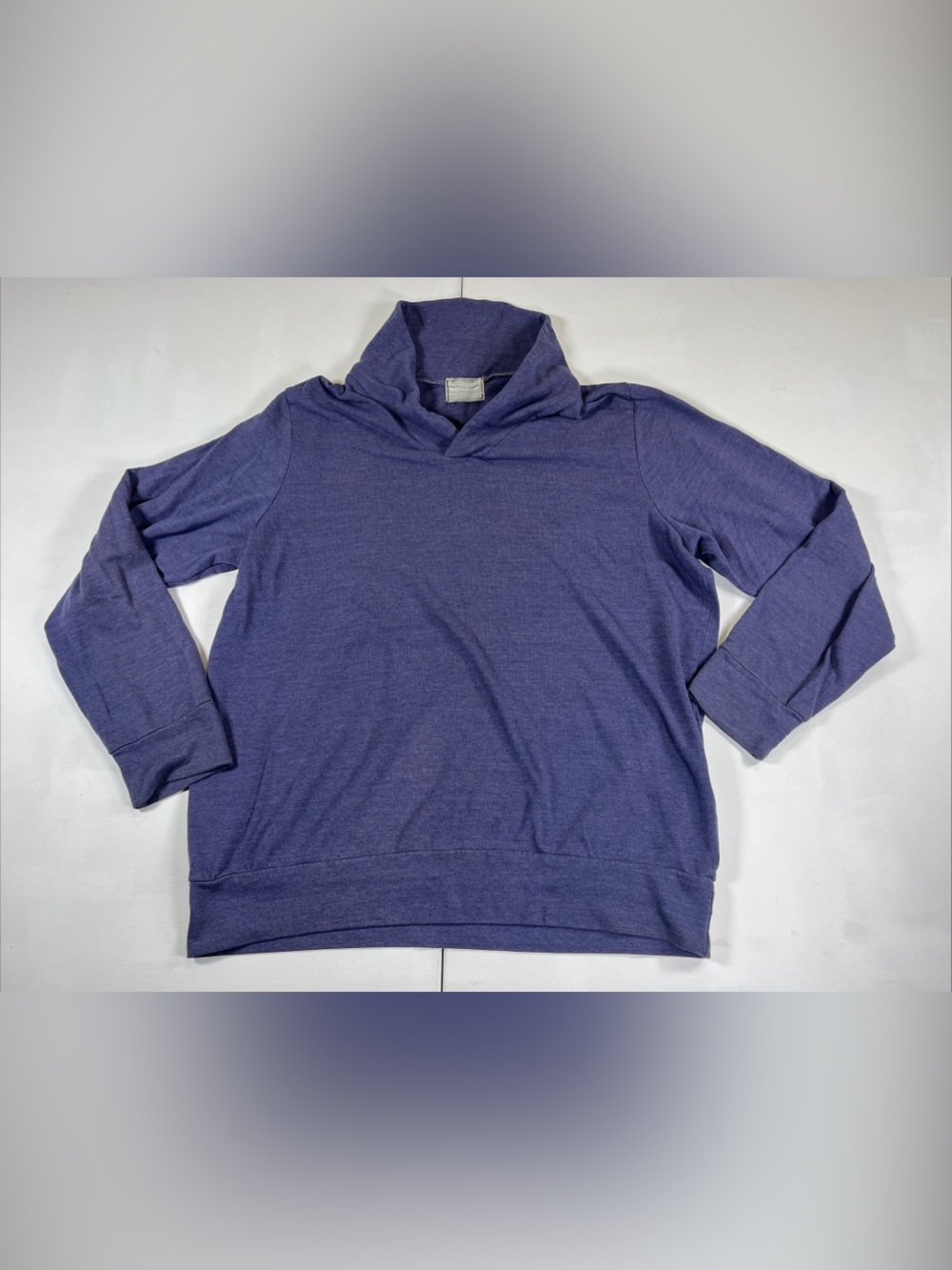 Monrow Supersoft Cowl Neck Sweatshirt Blue Athleisure Made In USA Women's L